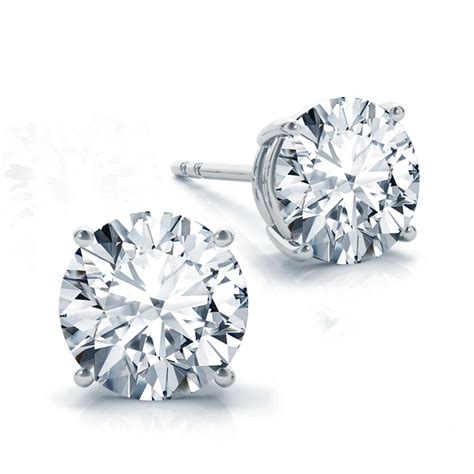 Round Diamond Stud Earrings Carat Total Weight At Dia