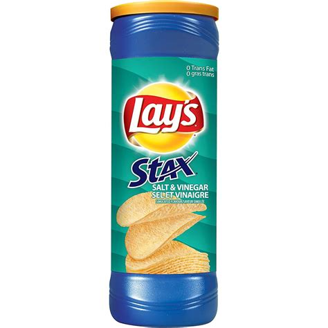 Lays Stax Salt And Vinegar Flavored Potato Crisps Canister 55 Ounce