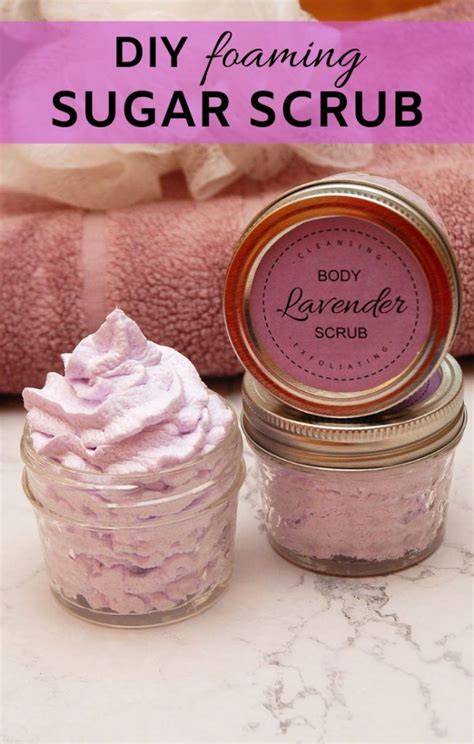 Very Easy Foaming Whipped Diy Sugar Scrub Recipe With Lavender Essential Oil Cleanses And