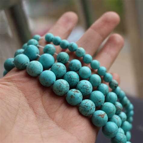 2020 6mm 8mm 10mm Natural Blue Turquoise Beads Round Loose Beads 1