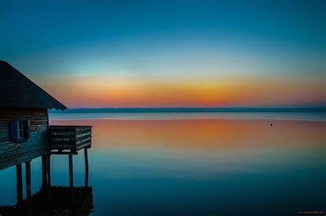 Sunset View With Body Of Water Ammersee Herrsching Ammersee Hd