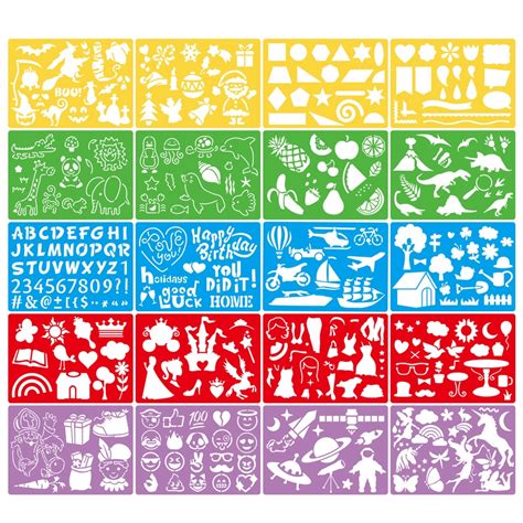 20 Pieces Drawing Stencils Set For Kids Over 300 Different Patterns To