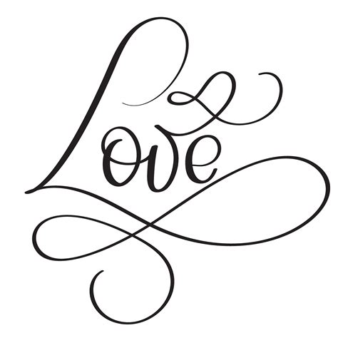 Love Word On White Background Hand Drawn Calligraphy Lettering Vector