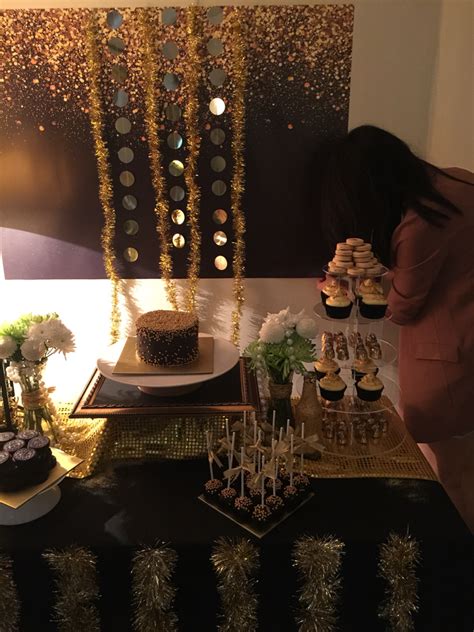 Gold And Black Bachelorette Dessert Table By Greetings From Colors