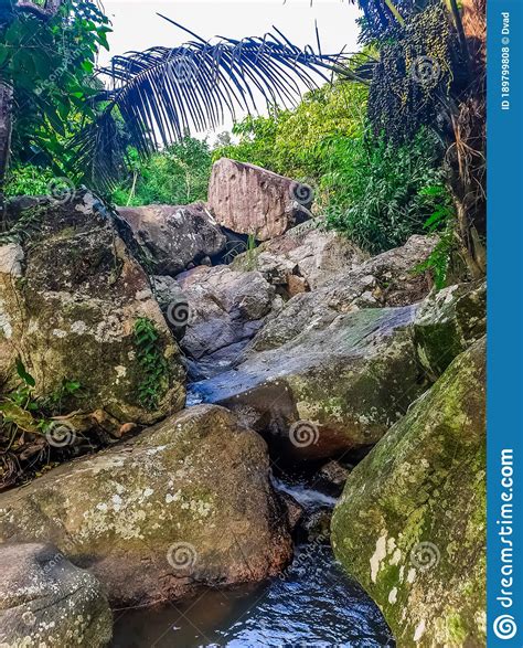 Waterfall And Mountaina River In The Yanoda Park Hainan Stock Photo