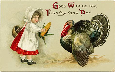 Free Vintage Image ~ Thanksgiving Greetings Turkey Postcard The Old