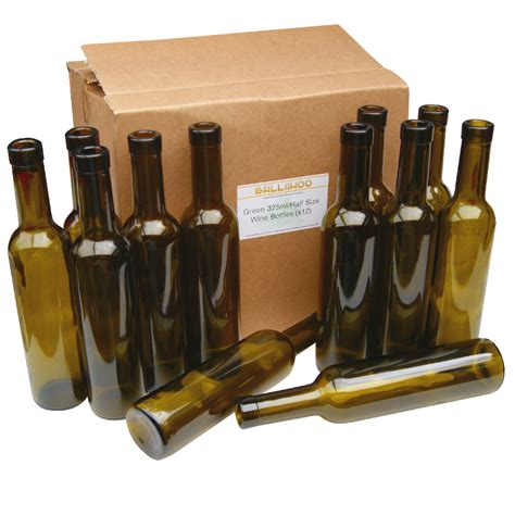 12 Green Half Size 375ml Wine Bottles