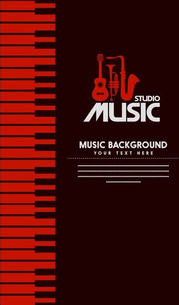 Studio Music Banner Design Dark Color Symbol Elements Vector Banner