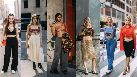 The Street Style Crowd Wore Midriff Baring Going Out Tops On Day Of