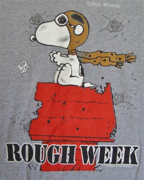 Peanuts Snoopy Red Baron T Shirt Large Rough Week Oshkosh Wisconsin