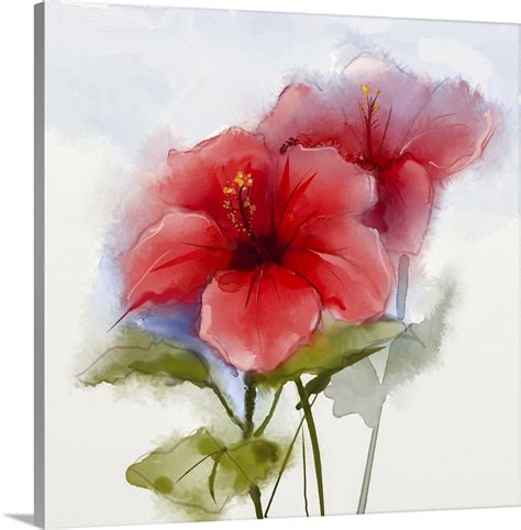 Botanical Print Hibiscus Flower Painting Wall Art Art And Collectibles Prints Awaji