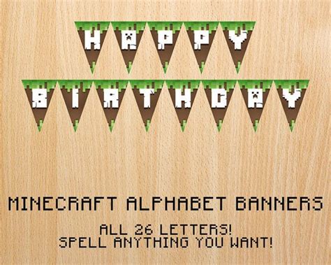 Minecraft Alphabet Banner Minecraft Banners Printable Minecraft