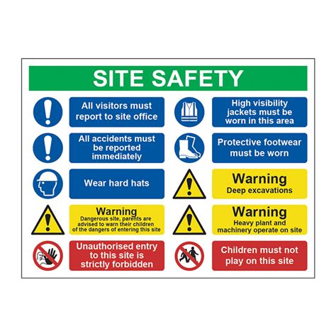 Site Safety Notice Sign 3mm Foamex Board 800mm X 600mm Rsis