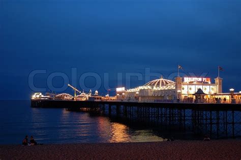 Brighton Pier Illuminated At Night Uk Stock Image Colourbox