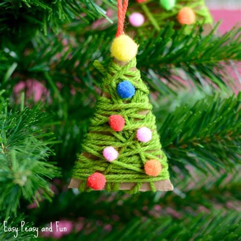 Yarn Wrapped Christmas Tree Ornaments Easy Peasy And Fun