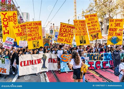Sep 20 2019 San Francisco Ca Usa Protesters Carrying Placards