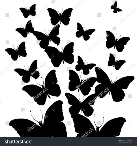 Download Silhouette Flying Butterflies Stock Vector 135388586 ...