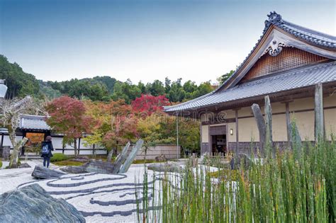 Japanese Zen Garden During Autumn At Enkoji Temple In