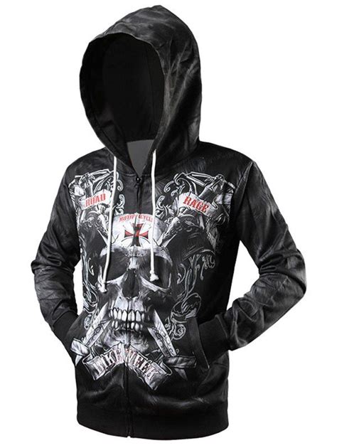 Woman camouflage long sleeved hoody. Zipper-Up Skull Printed Hoodie | Hoodies, Cool hoodies