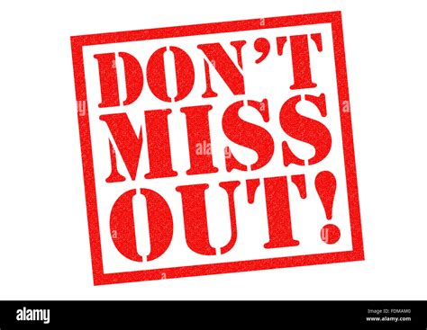 DON’T MISS OUT! red Rubber Stamp over a white background Stock Photo