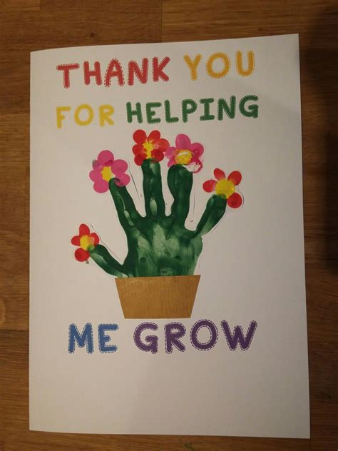 Preschool Nursery Thank You Card Art Finger Painting Teacher
