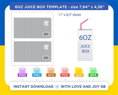 Juice Box Template Svg Png Dxf Eps Pdf Label Wrapper Etsy