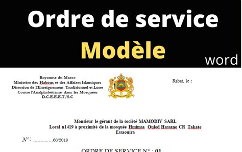 Modèle Ordre De Service Word
