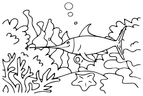 Página para colorir do peixe espada páginas para colorir gratuitas
