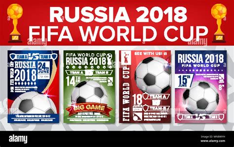 2018 fifa world cup poster set vector championship russia 2018 design for sport bar promotion