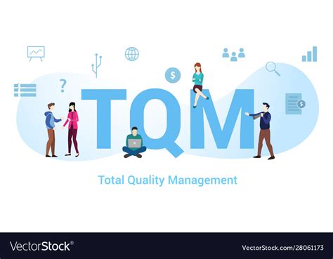 Tqm Total Quality Management Concept With Big Vector Image