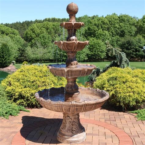 Sunnydaze Large Tiered Ball Outdoor Fountain 80 Inch Garden Water