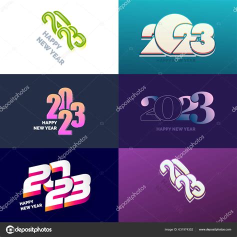Big Set 2023 Happy New Year Logo Text Design 2023 Stock Vector Image By