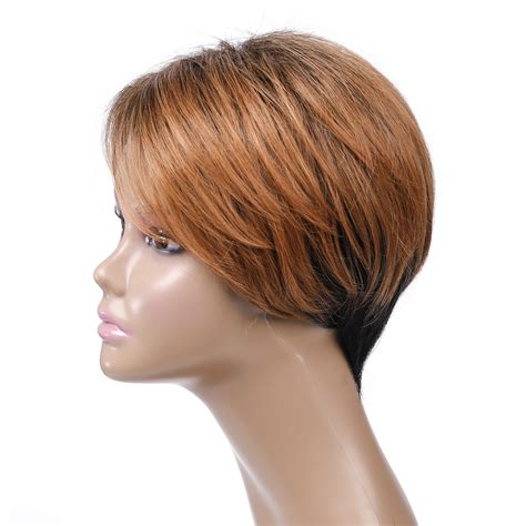 Women Red Short Full Curly Wig Stylish Daily Natural Pexie Wig Brown