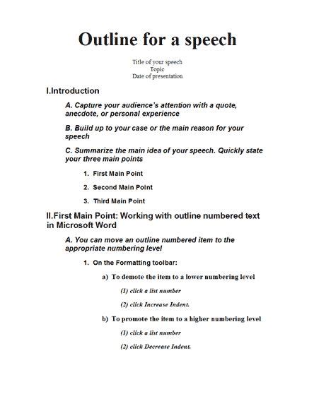 The keyword scenario template is a synonym of the keyword scenario outline. Speech outline - Templates | Speech outline, Speech writing tips, Student council speech