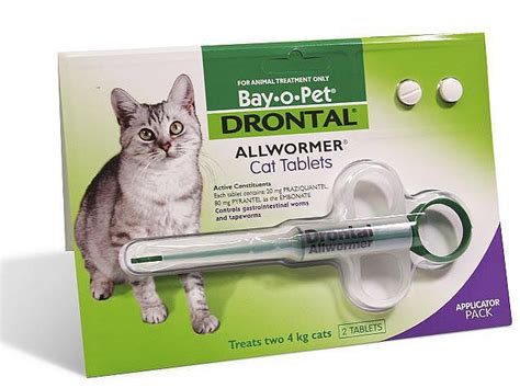 Drontal cat is effective against toxocara cati, toxascaris leonina, dipylidium caninum & taenia taeniaeformis. Drontal Allwormer Cat 4kg - 2 Tablets with Adaptor
