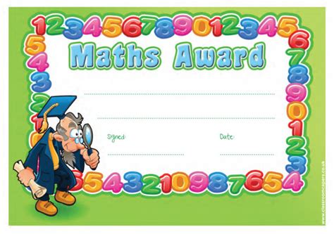 School Certificate Maths Award 30 Numbers Design Certificates For Kids