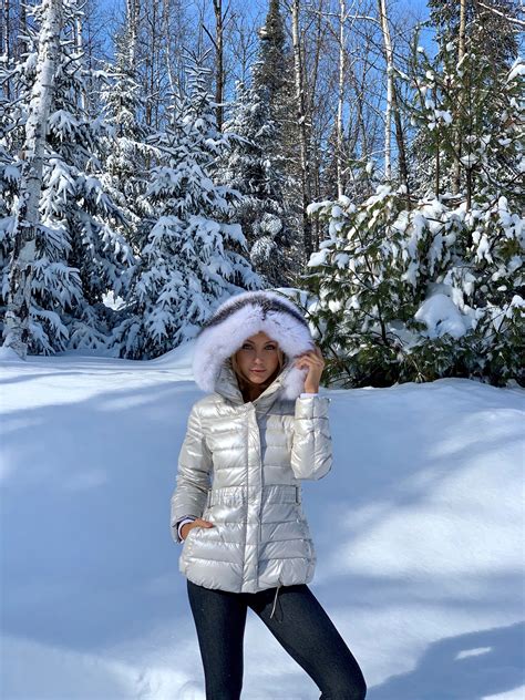 Alisa In Her Down Filled Gorski Apres Ski Jacket Made In Italy With