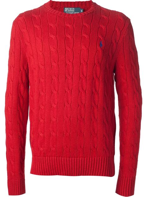 Lyst Polo Ralph Lauren Cable Knit Sweater In Red For Men