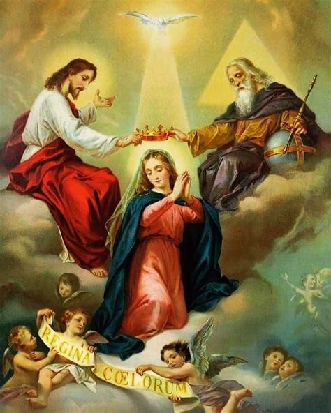 An Image Of The Virgin Mary Surrounded By Angels