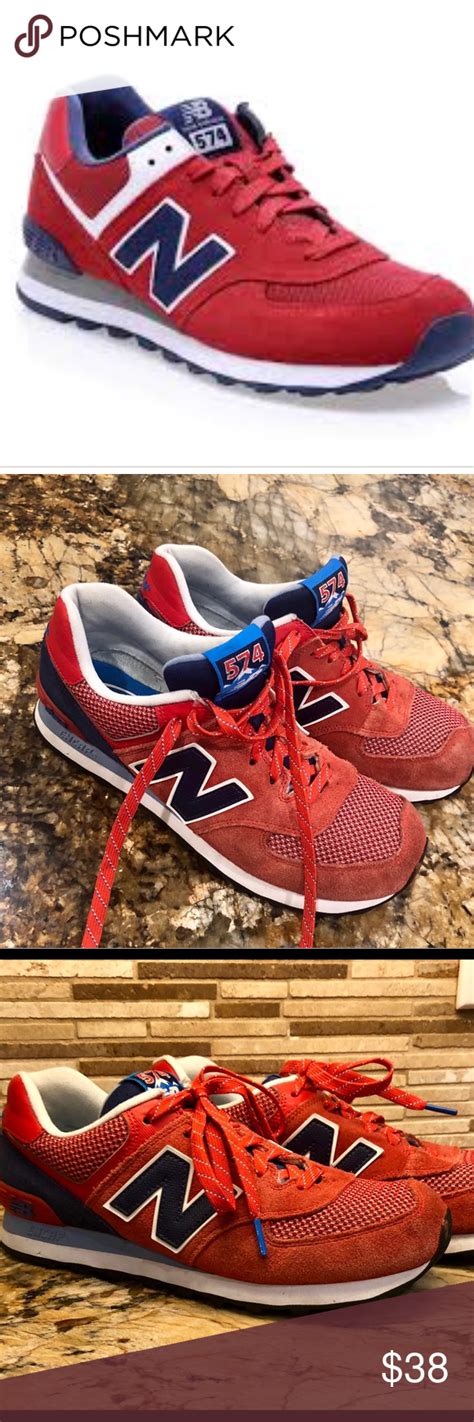 White men's molded cleats new balance. New Balance 574 Red and Blue Sneakers | Blue sneakers, New balance shoes, New balance 574