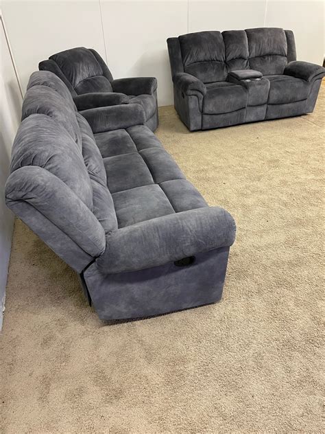 Used Gray Recliner Sofa Set Oneup Furniture Philadelphia Pa