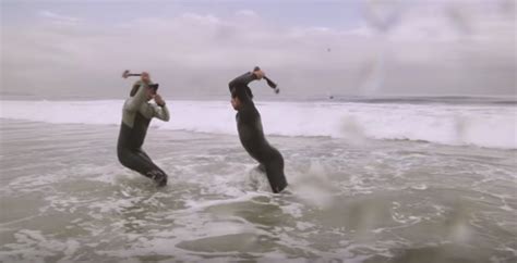 selfie stick surf fight caught on camera santa cruz waves