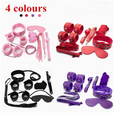 4 Colours Erotic Toys 7pcs Sex Bondage Kit Slave Game Bdsm Fetish Plush Bondage Set Buy