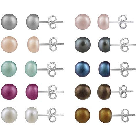 Mm Freshwater Cultured Pearl Sterling Silver Multi Color Stud