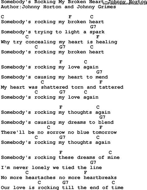 Country Musicsomebodys Rocking My Broken Heart Johnny Horton Lyrics