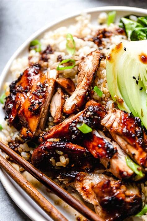 Air fryer chicken thighs from delish.com have a spicy asian glaze that doubles as a marinade. Air Fryer Asian-Glazed Boneless Chicken Thighs - Skinnytaste