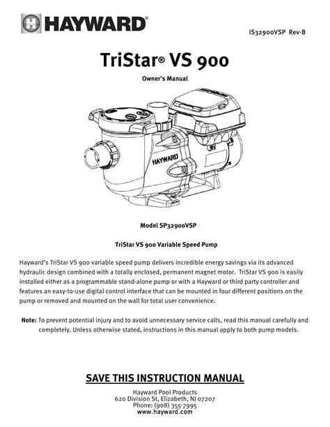 Hayward Tristar Vs 900 Manualzz
