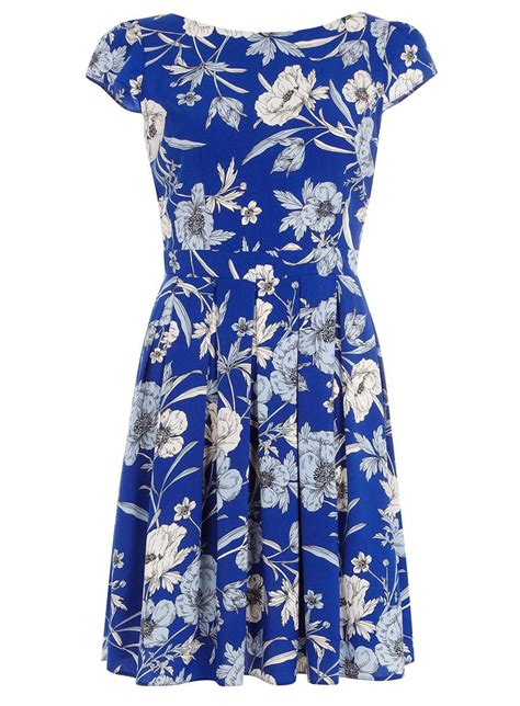 Blue Linear Fit And Flare Dress Day Dresses Dresses Fit And Flare Dress Fit N Flare Dress
