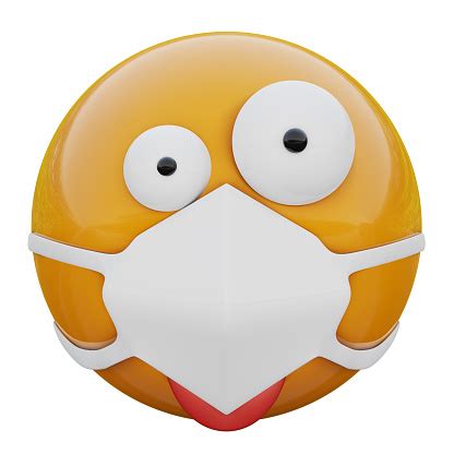 Download 3d Render Of Crazy Emoji Face In Medical Mask Protecting ...