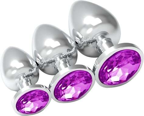 anal butt plug training kit 3pcs set fetish safety anal play toys with crystal diamond for